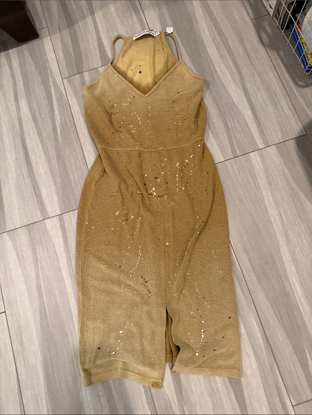 People of Leisure Gold Spaghetti-Strap Midi Dress with Subtle Shimmer